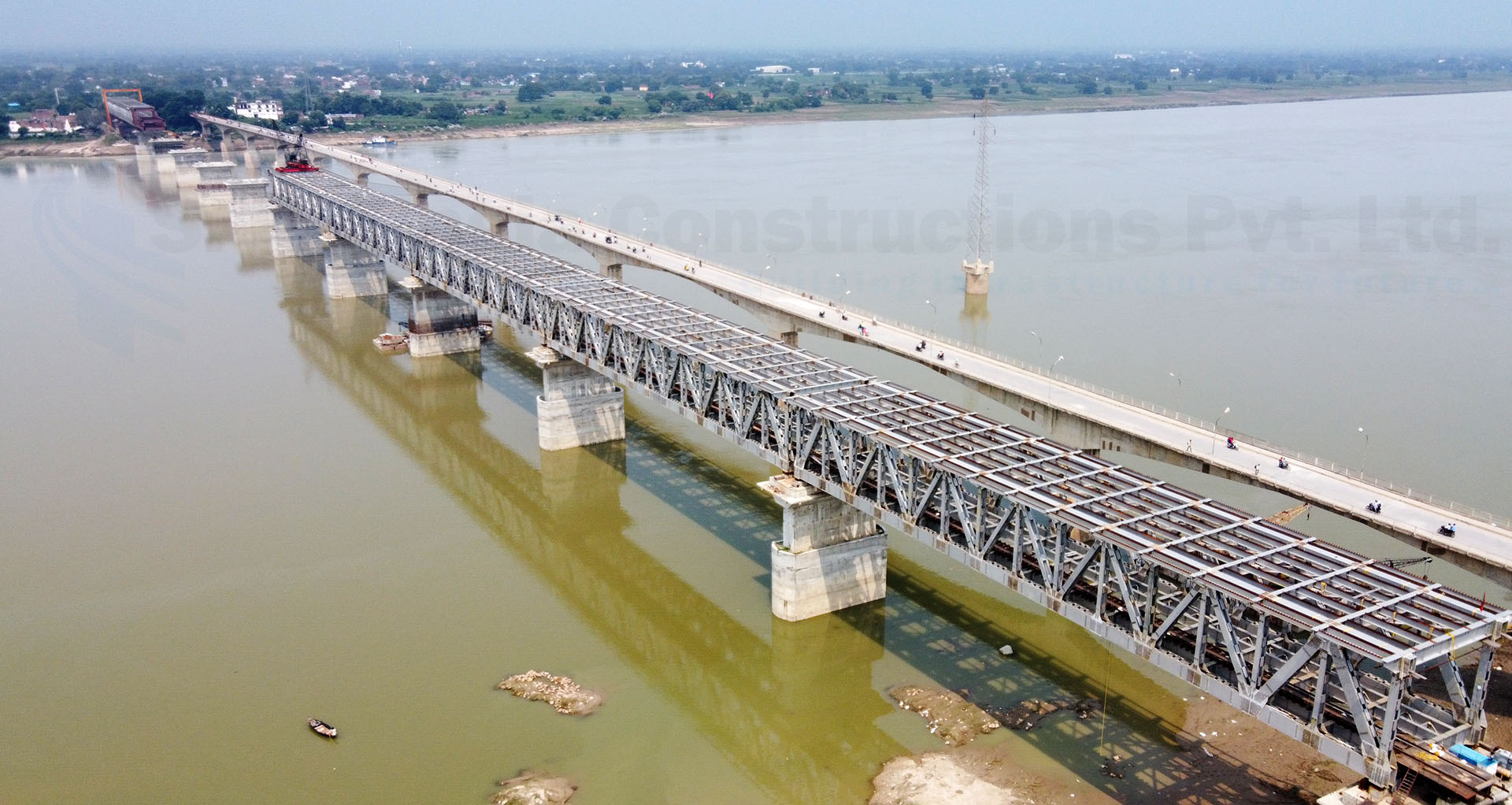 Rail cum Road Bridge across the Ganges between Ghazipur & Tarighat in