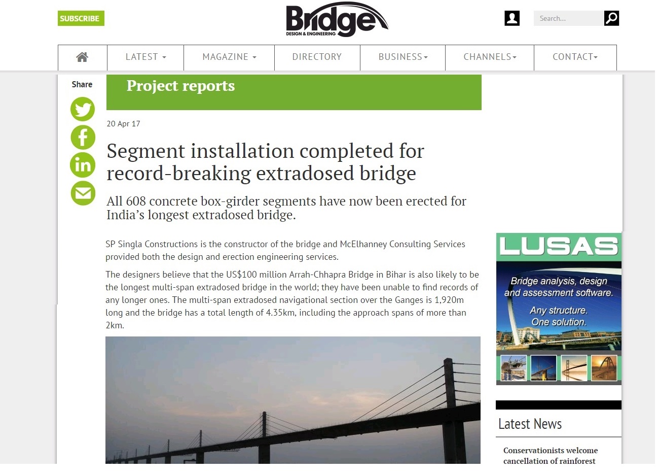 India's longest Extradosed Bridge built between Ara-Chhapra in Bihar State