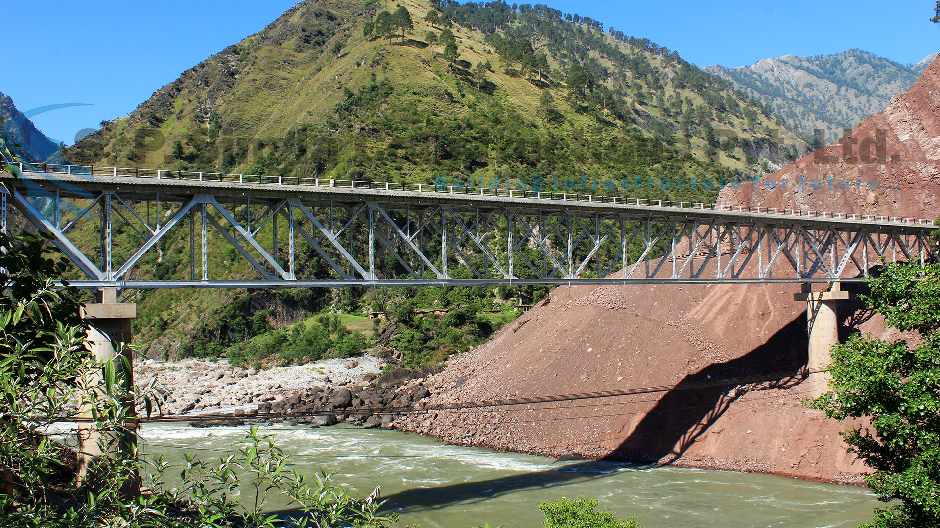 178m Steel Bridge over river Chenab in Sawalkote, J&K