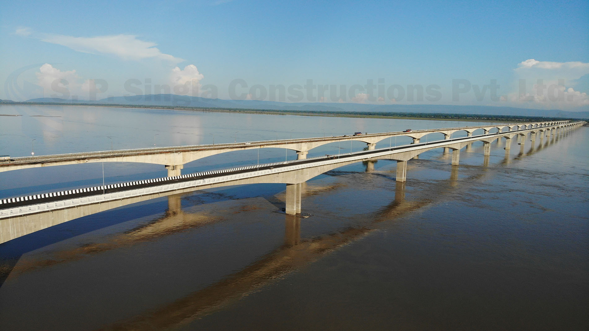 3.015 Km Long Balanced Cantilever Bridge across river Brahmputra in the state of Assam