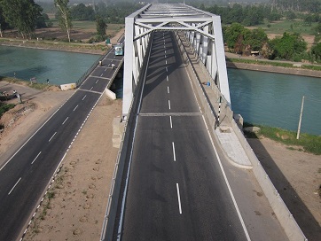 Flyover with 2 lane Steel Truss Bridge at Km. 71, near Kiratpur, Punjab.