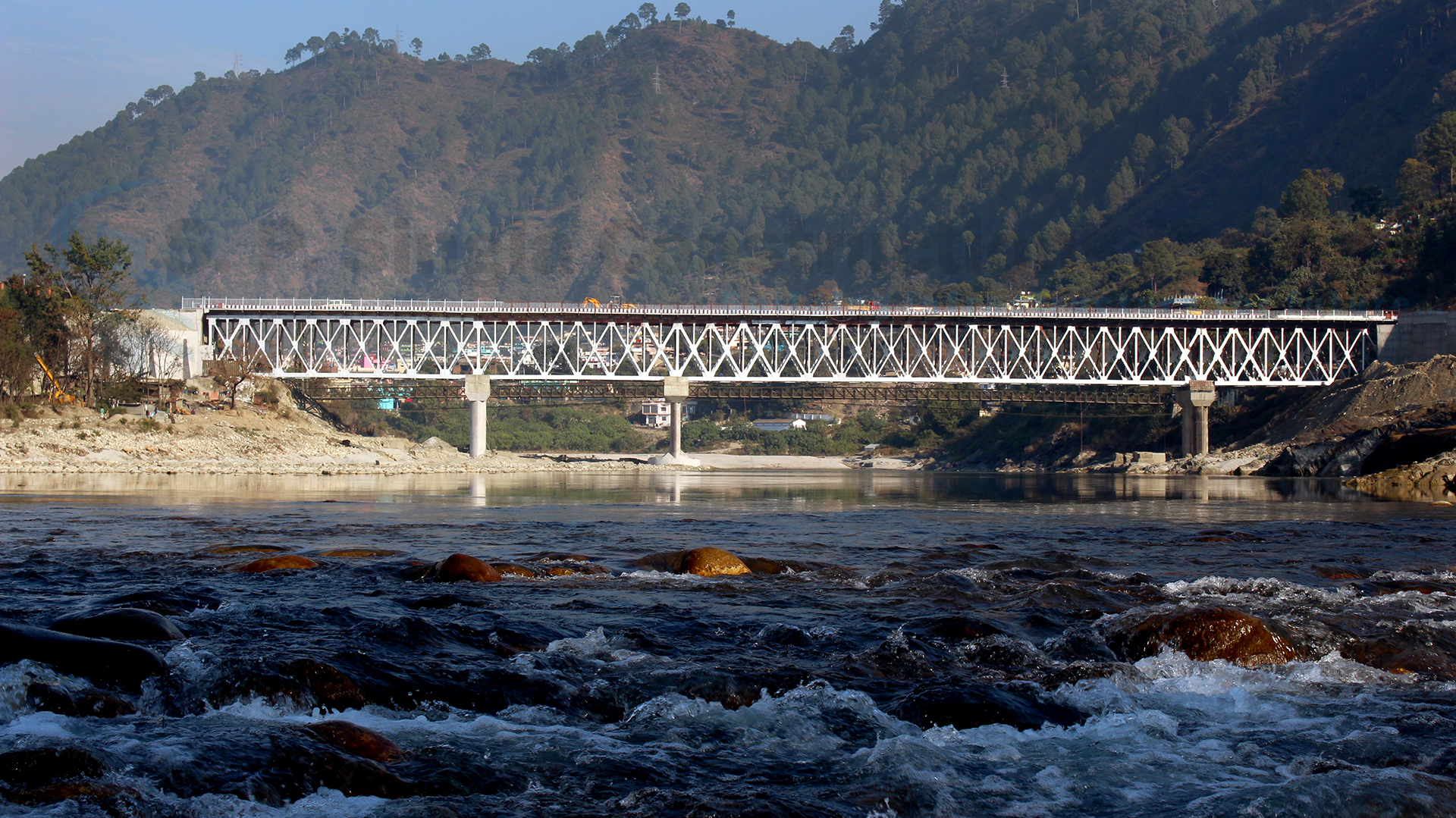 2 lane motor bridge over river Alaknanda in Pauri, Uttarakhand.