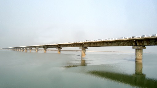 1.84 Km Long High Level Bridge across river Gandak between Dhanha Ghat – Ratwal Ghat in West Champaran, Bihar