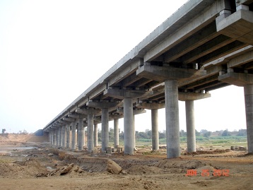 PSC Bridge with well foundation over river Kanhan in Nagpur, Maharashtra.