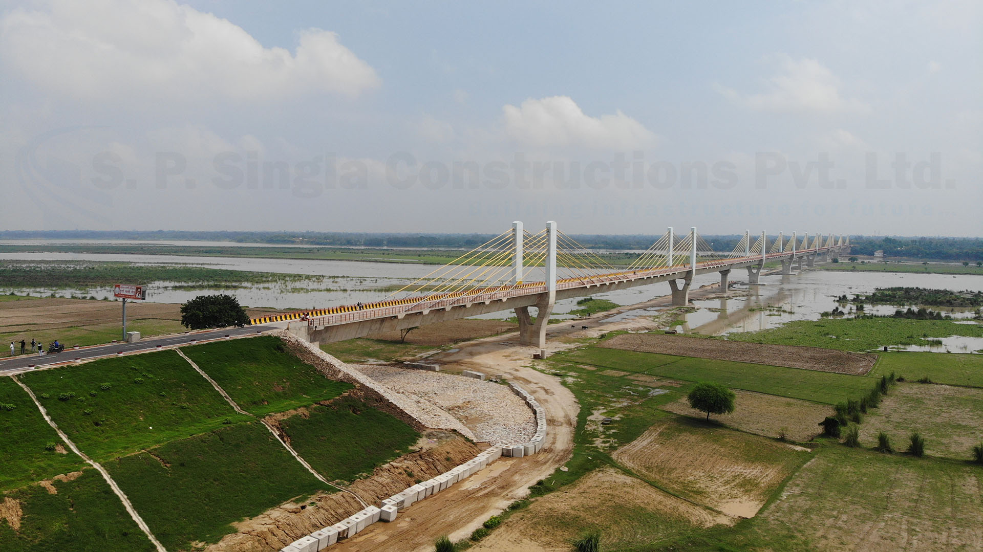 2 Lane Road Bridge across the Ganges in District Pratapgarh, Uttar Pradesh