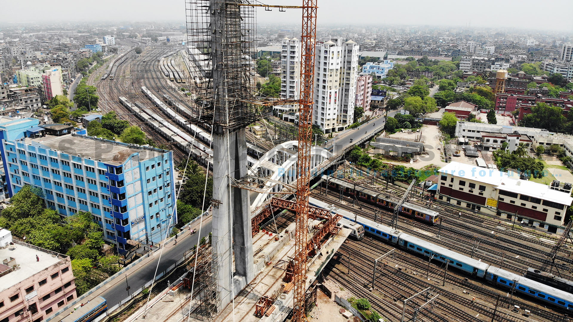 4 Lane Cable Stayed Road Over Bridge at Howrah Station Area in the state of West Bengal