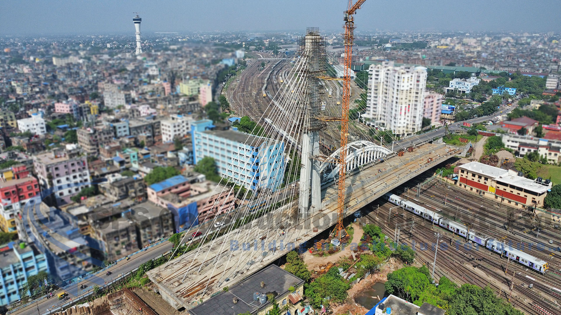 4 Lane Cable Stayed Road Over Bridge at Howrah Station Area in the state of West Bengal
